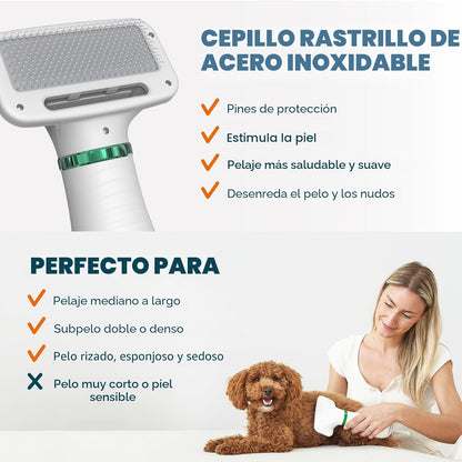 Cepillo Secador para Mascotas 2 en 1 KUUBIA